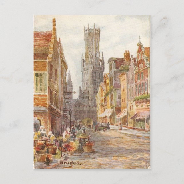 Postal Brujas, la Torre del Carrillón (Anverso)