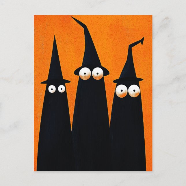 Postal Brujas Negras Espeluznantes Halloween Quirky (Anverso)