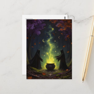 Postal Brujas realizan magia en el bosque