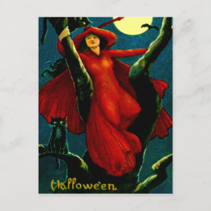 Postal Brujas y gatos negros