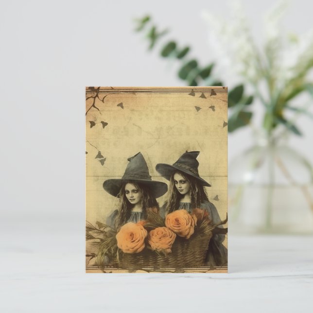 Postal Brujería de Halloween vintage (11) (Anverso de pie)