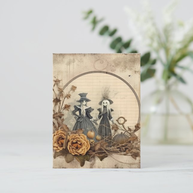 Postal Brujería de Halloween vintage (12) (Anverso de pie)
