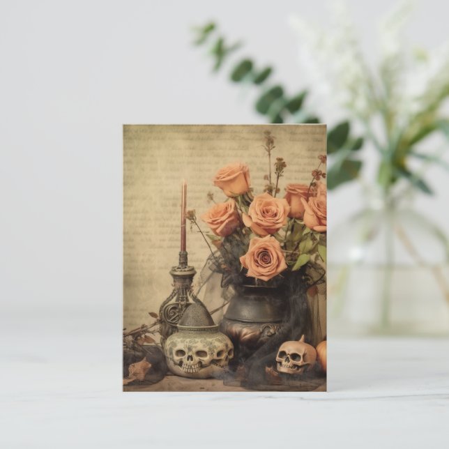 Postal Brujería de Halloween vintage (4) (Anverso de pie)