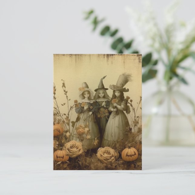 Postal Brujería de Halloween vintage (5) (Anverso de pie)