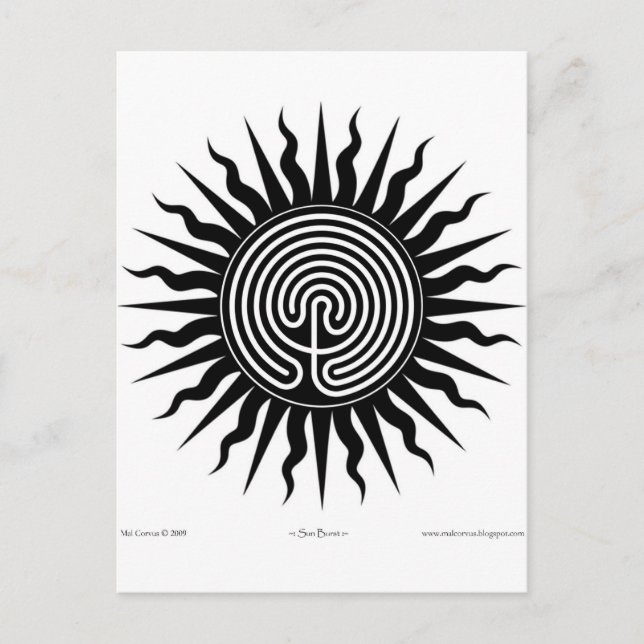 Postal Brujería: Sun Burst; Laberinto #4 (Anverso)