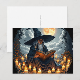 Postal Brujo leyendo un libro - Wicca Halloween 2