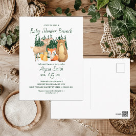 Postal Brunch de Baby Shower Amigos del Bosque