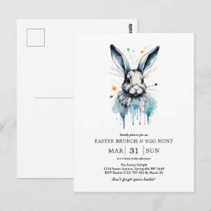 Postal Brunch de Pascua y caza de huevos   Bunny color ag