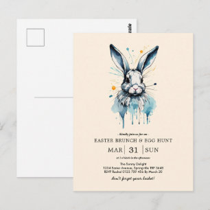 Postal Brunch de Pascua y caza de huevos   Bunny color ag