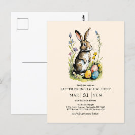 Postal Brunch de Pascua y caza de huevos | Conejo de flor