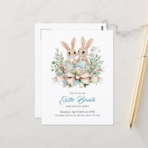 Postal Brunch Personalizado De Pascua De Bunny Floral En