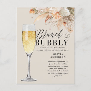 Postal brunch y burbujeante Pampas de la ducha de novia I