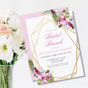 Postal Brunéi de Novias Geométricas de Oro Floral Rosa Tr