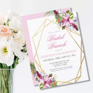 Postal Brunéi de Novias Geométricas de Oro Floral Rosa Tr