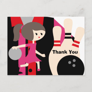 Postal Brunette Chica Bowling Cumpleaños Gracias Postcard