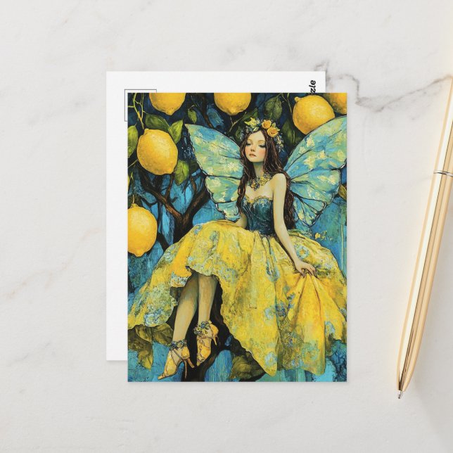 Postal Brunette Lemon Tree Fairy (Anverso/Reverso In Situ)