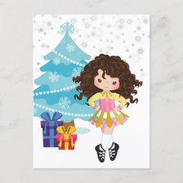 Postal Brunette Navidades de invierno irlandeses bailarin