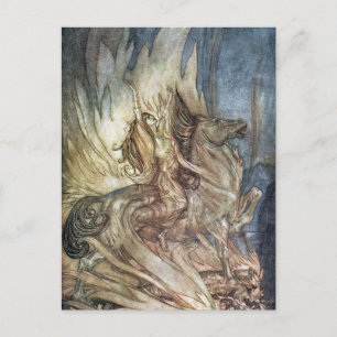 Postal Brünnhilde y la pira funeraria de Siegfried