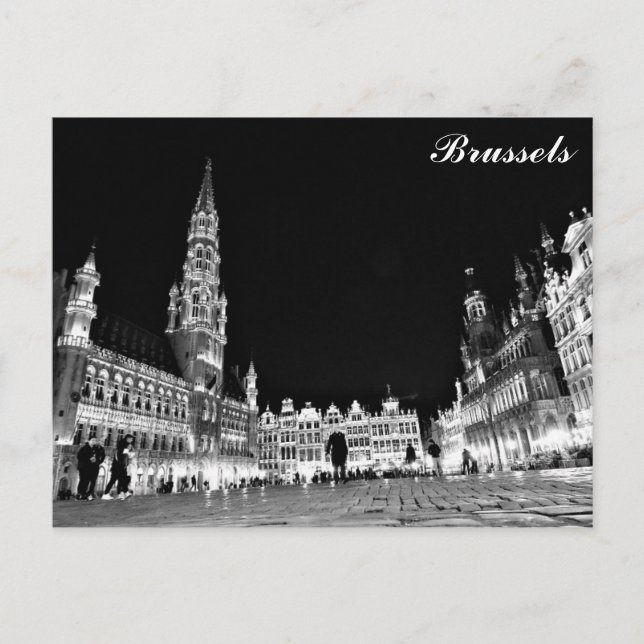 Postal Bruselas Bélgica Gran Lugar para los viajes noctur (Anverso)