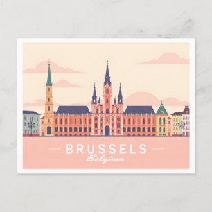 Postal Bruselas Bélgica Grand Place Pastel Travel