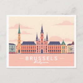 Postal Bruselas Bélgica Grand Place Pastel Travel