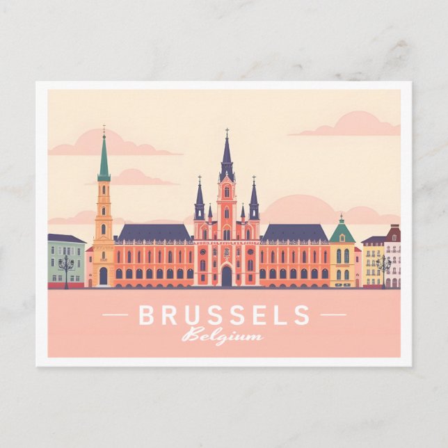 Postal Bruselas Bélgica Grand Place Pastel Travel (Anverso)