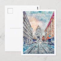 Bruselas, Bélgica, lugar de viaje, acuarela
