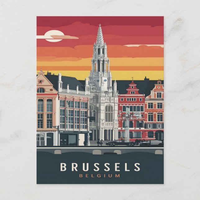 Postal Bruselas, Bélgica Pintura de época (Anverso)