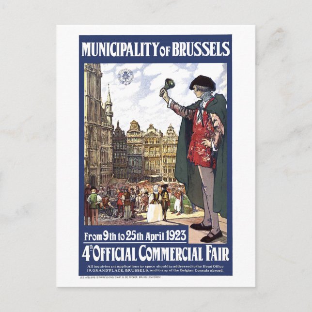 Postal Bruselas, centro de la ciudad, feria comercial, vi (Anverso)