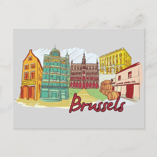 Postal Bruselas, ciudad famosa de Bélgica (Anverso)