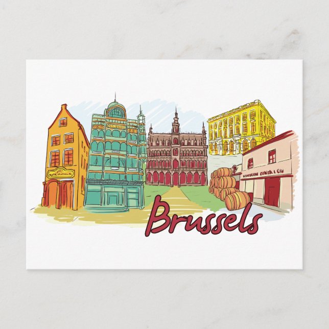 Postal Bruselas, ciudad famosa de Bélgica (Anverso)