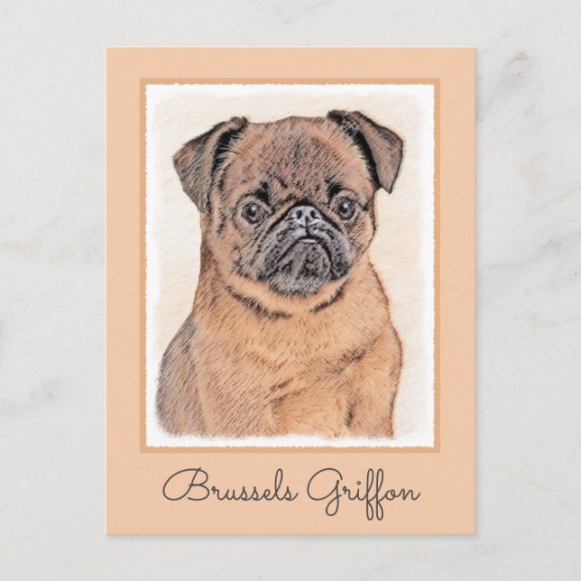 Postal Bruselas Griffon Smooth Painting Original Dog Art (Anverso)