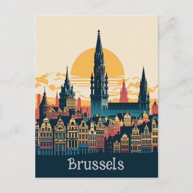Postal Bruselas, pintura estilista belga (Anverso)