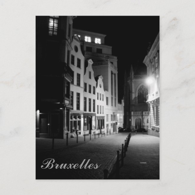 Postal Bruselas por la noche (Anverso)