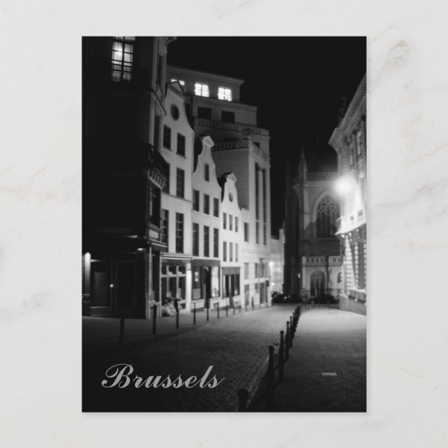 Postal Bruselas por la noche (Anverso)