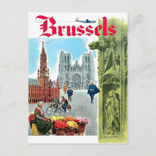 Postal Brussels, city centre, Belgium. Vintage travel