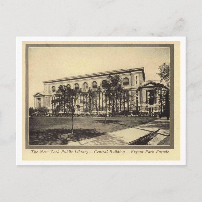 Postal Bryant Park, Manhattan NY, Facade Retro Inspirado (Anverso)