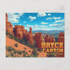 Postal Bryce Canyon Hoodoos Vintage Art
