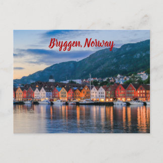Postal Bryggen Bergen Noruega estilizado