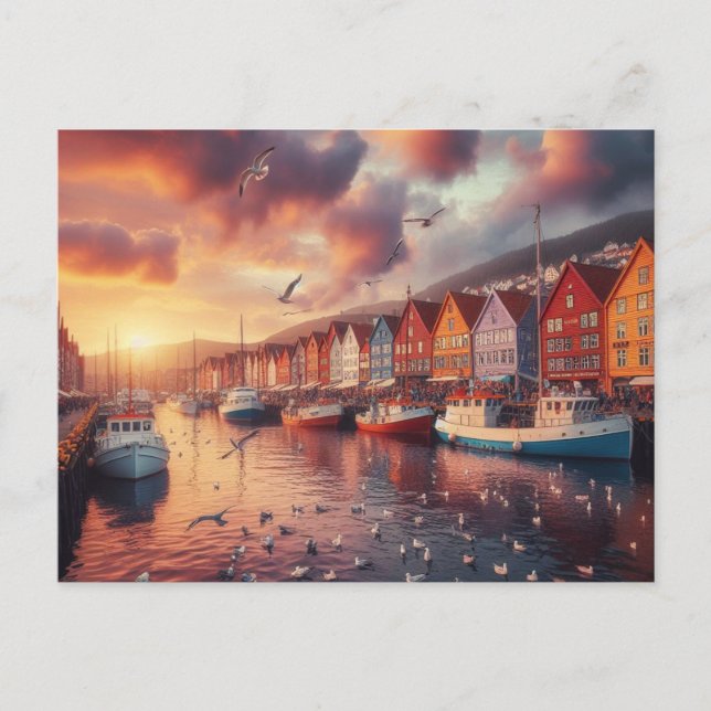 Postal bryggen bergen norway madrugada (Anverso)