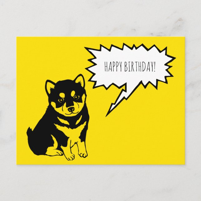 Postal Bubble Shiba Inu Speech Bubble Happy Birday Postca (Anverso)