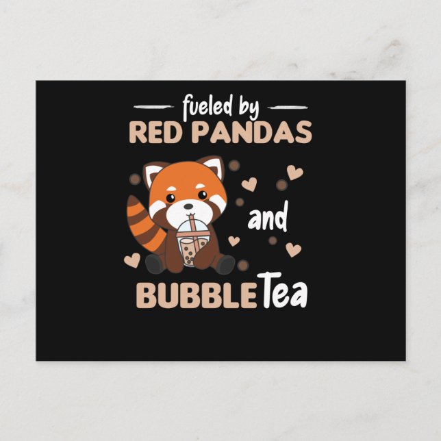 Postal Bubble Tea Red Panda Chocolate Cute Animals Boba (Anverso)