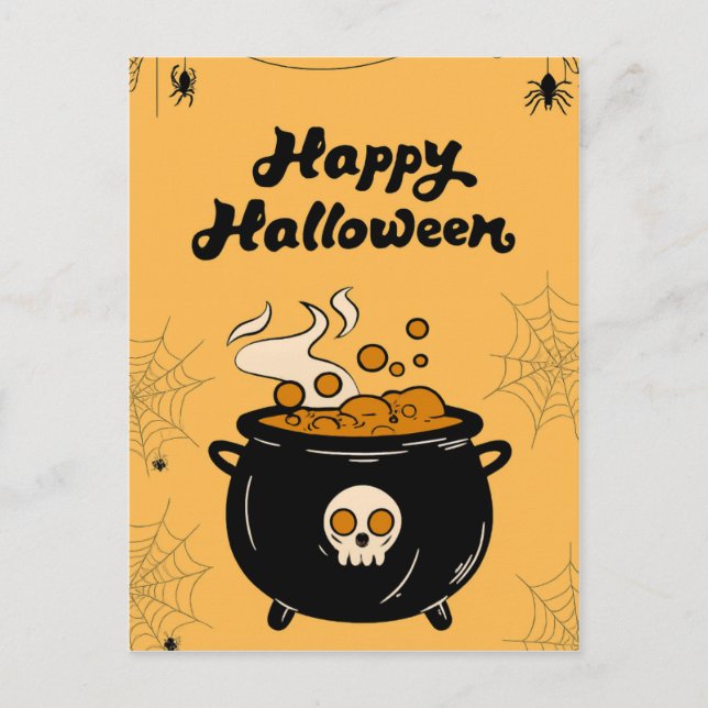 Postal Bubbling Cauldron Halloween Card – Spooky Eyeballs (Anverso)