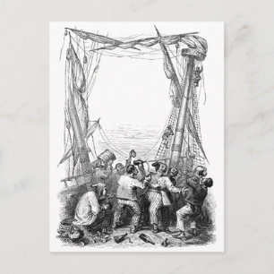 Postal Bucaneros de época y barco pirata naufragado