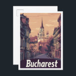 Postal Bucarest Rumania Art Vintage Travel Ilustracion<br><div class="desc">Bucarest Rumania Art Vintage lugar de viaje ilustracion</div>