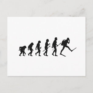 Postal Buceador de la evolución del hombre de los simios