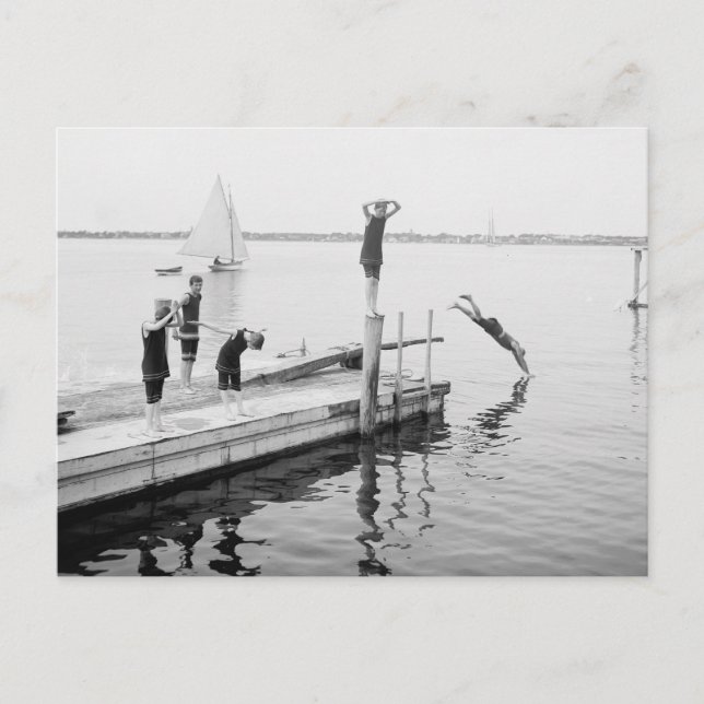 Postal Buceando desde el Muelle, 1904 (Anverso)