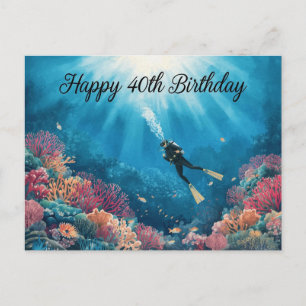 Postal Buceo 40 cumpleaños bajo el agua