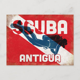 Postal Buceo Antigua Scuba - Retro Azul