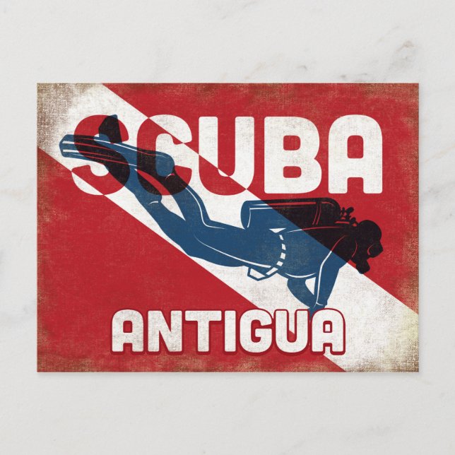 Postal Buceo Antigua Scuba - Retro Azul (Anverso)